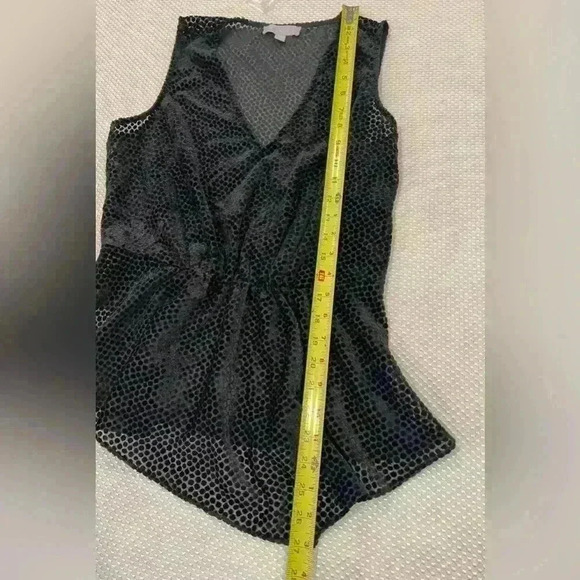 ✨Chelsea28 size small sheer black polka dots peplum sleeves top V-neck - Picture 7 of 8